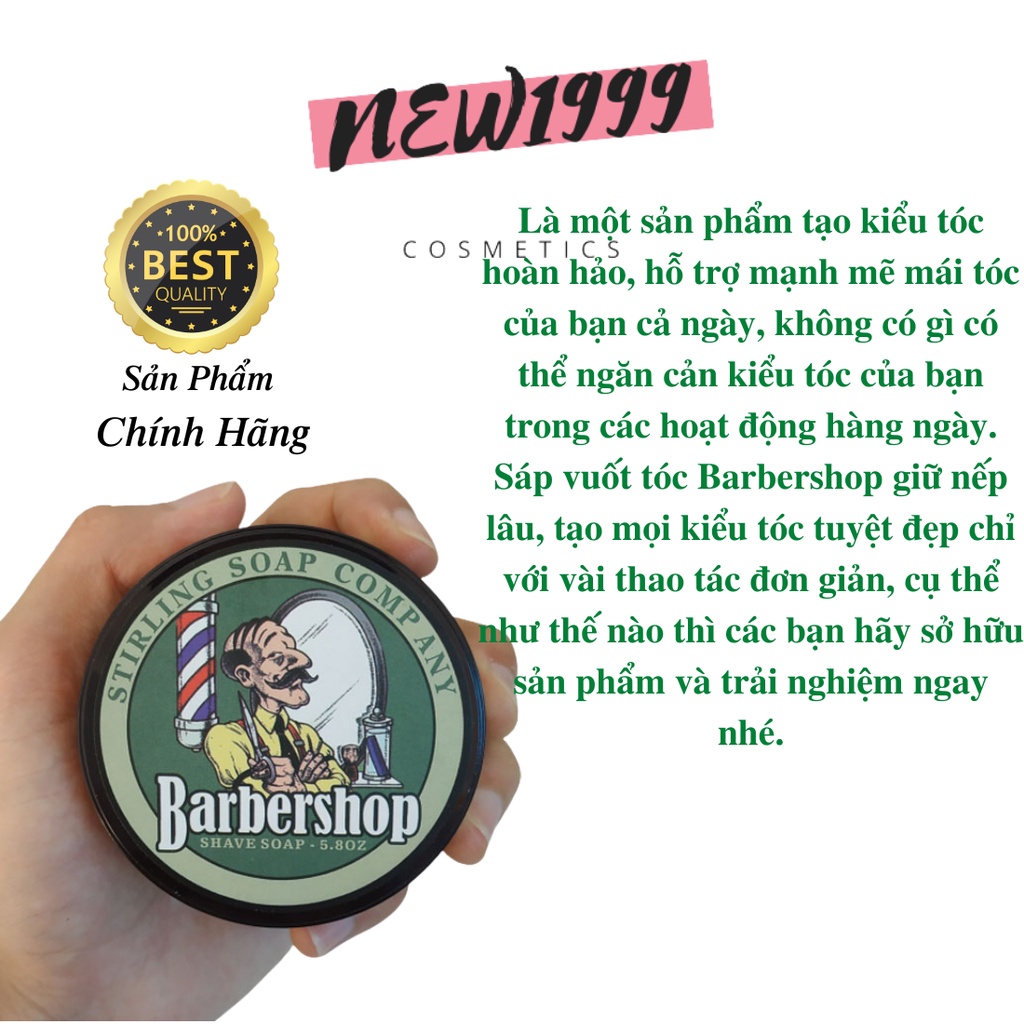 Sáp vuốt tóc nam tạo kiểu tóc cao cấp bóng mượt BarberShop Shave Soap 80gr