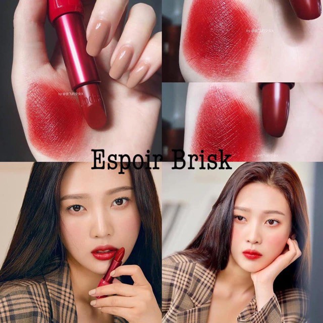 (Full màu) Son Espoir Moist Hug- Espoir Nowear Limited 2019 -  Orange meet browns - Red vibe - Red meet cafe - Brisk