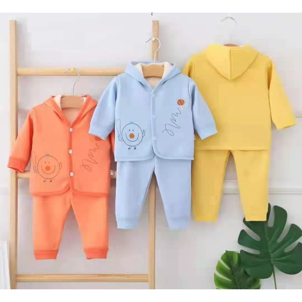 Bộ dài tay nỉ bông có mũ cho bé trai và gái sơ sinh 3-7kg, hàng đẹp xuất Nhật - BO16