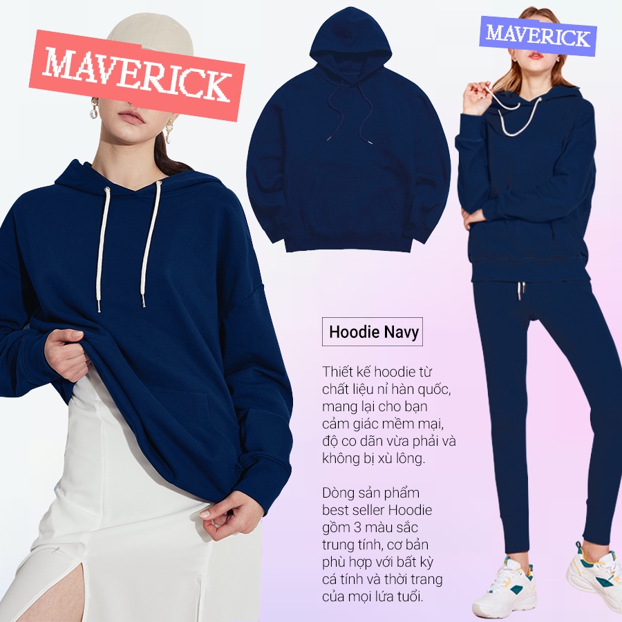 Áo Hoodie Trơn Unisex Nam Nữ Basic Cao Cấp Màu Xanh Navy MVR