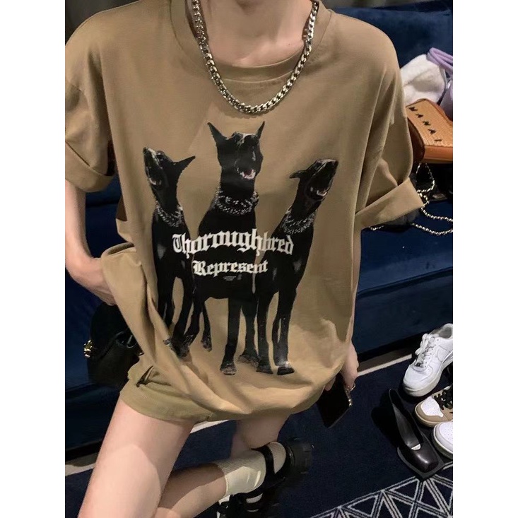 ☎☽Áo Thun 100% Cotton Nguyên Chất Tay Ngắn In Hình Phong Cách Retro Hàn Quốc 2022 Cho Nữ