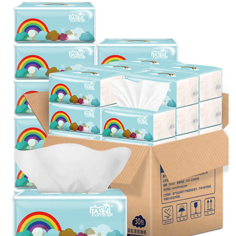 Giấy Ăn Cầu Vồng 3 Lớp Chiết Xuất Từu Bột Trúc Chuẩn Xinmier Siêu Dai Mềm 1 Gói