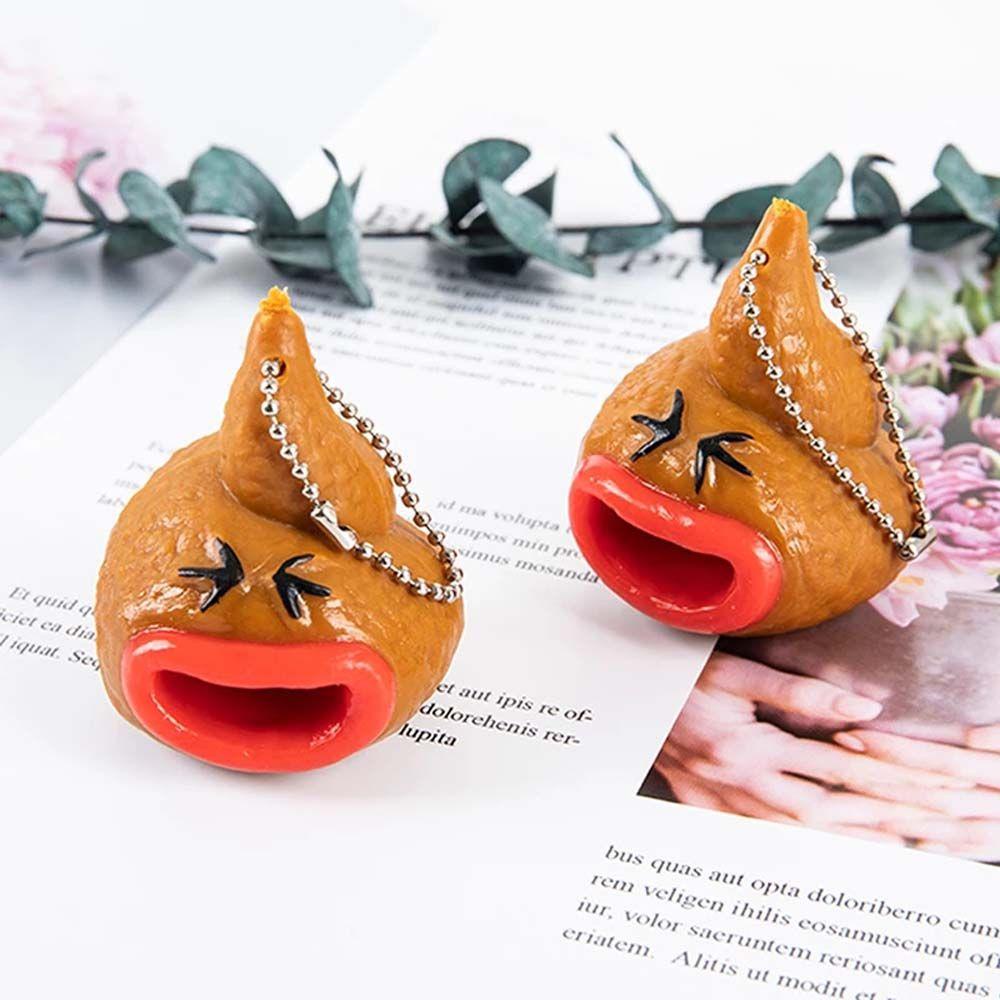 PATRICIA Poop Keychains Children Novelty Little Tricky Prank Keyring Fidget Toy Tongue Out Poop Toy
