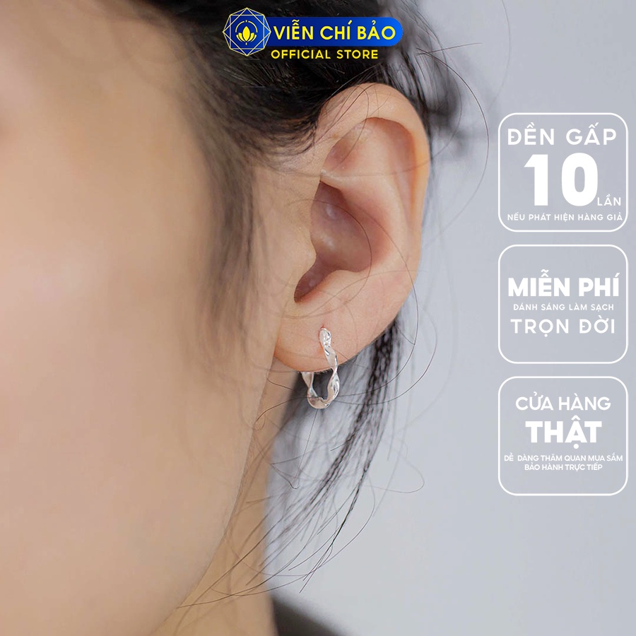 Bông tai bạc nữ sóng lượn chất liệu bạc 925 thời trang phụ kiện trang sức Viễn Chí Bảo B400775