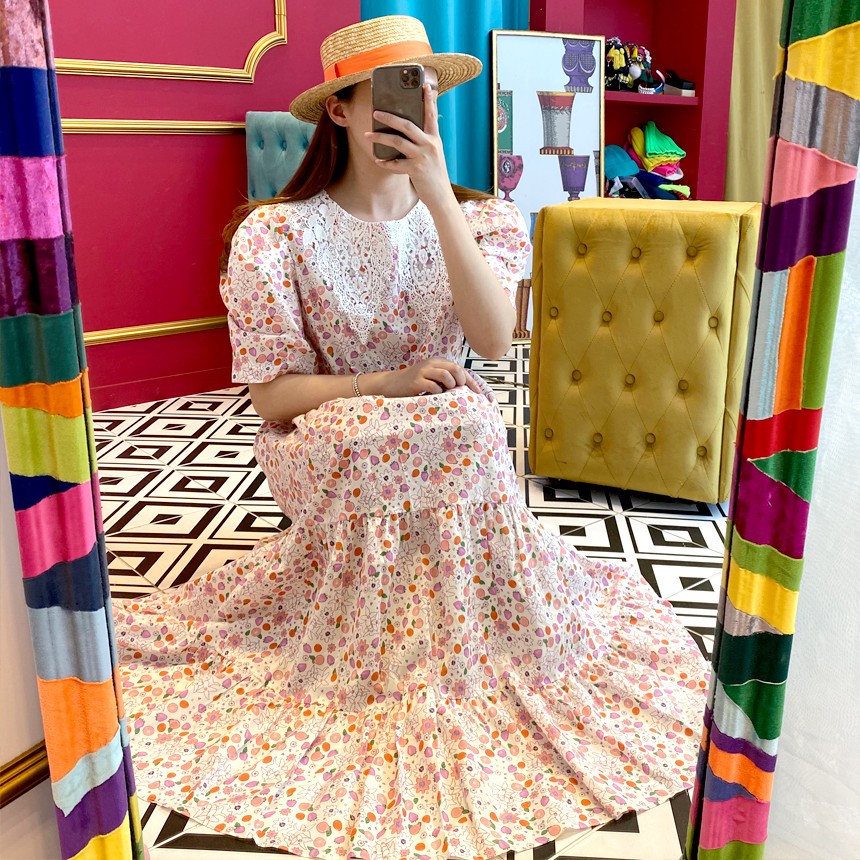 (Order) Đầm maxi hoa nhí dáng xòe mát mẻ phong cách Hàn. Liên hệ người bán trước khi đặt mua.