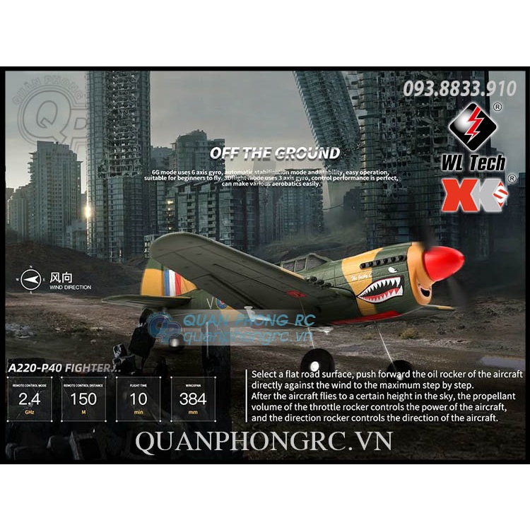 Máy Bay WLtoys XK A220 P40 3D6G RC Airplane RTF Support FUTABA DSM S-Bus Rx