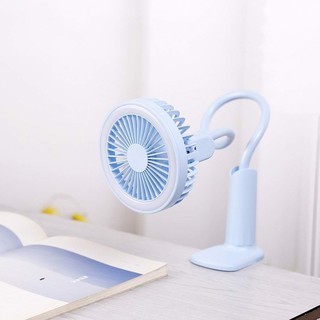 Quạt kẹp mini tích điện Huasa có đèn chiếu sáng dùng cho xe đẩy, nôi, cũi, làm việc, trang điểm, bàn làm việc...