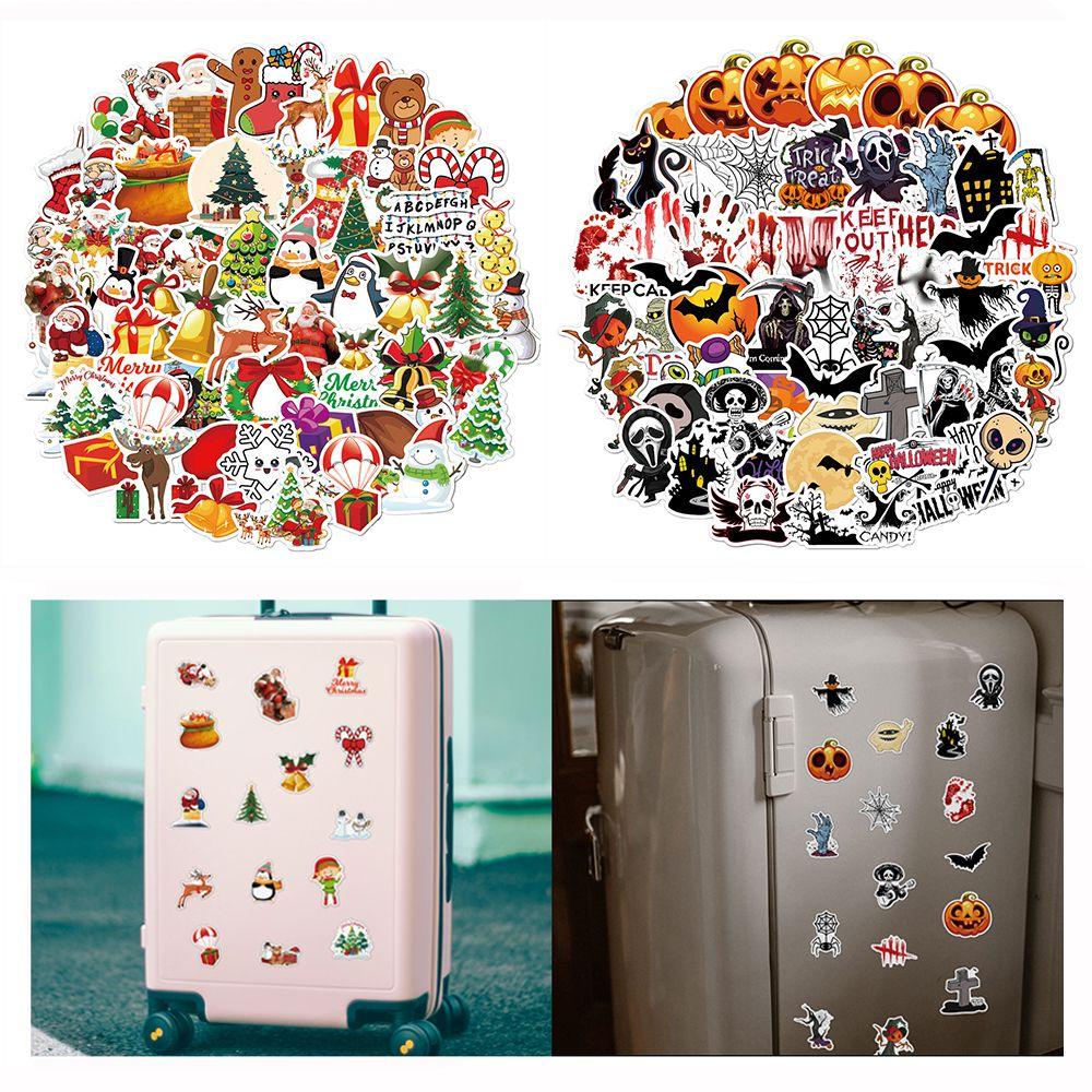 Bộ 60 Miếng Dán Trang Trí Laptop / Điện Thoại Chống Thấm Nước Họa Tiết Graffiti Chủ Đề Giáng Sinh