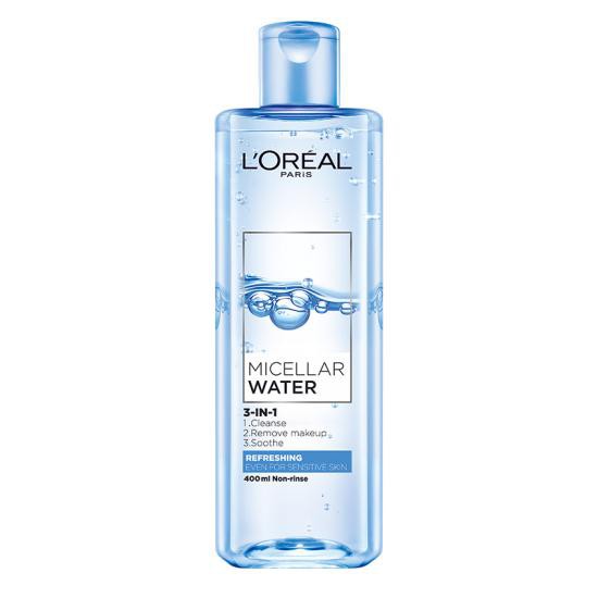 Nước tẩy trang Loreal paris 3 in 1 micellar water 400ml refreshing xanh nhạt