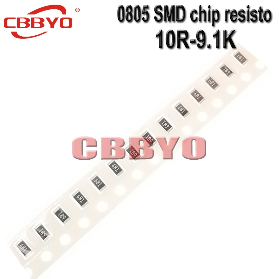 Bộ 100 Điện Trở chip 0805 1% 1 / 8W SMD 110R-9.1K 270R 680R 820R 910R 1K 4.7K 6.8K 8.2K 5.1K ohm Mới