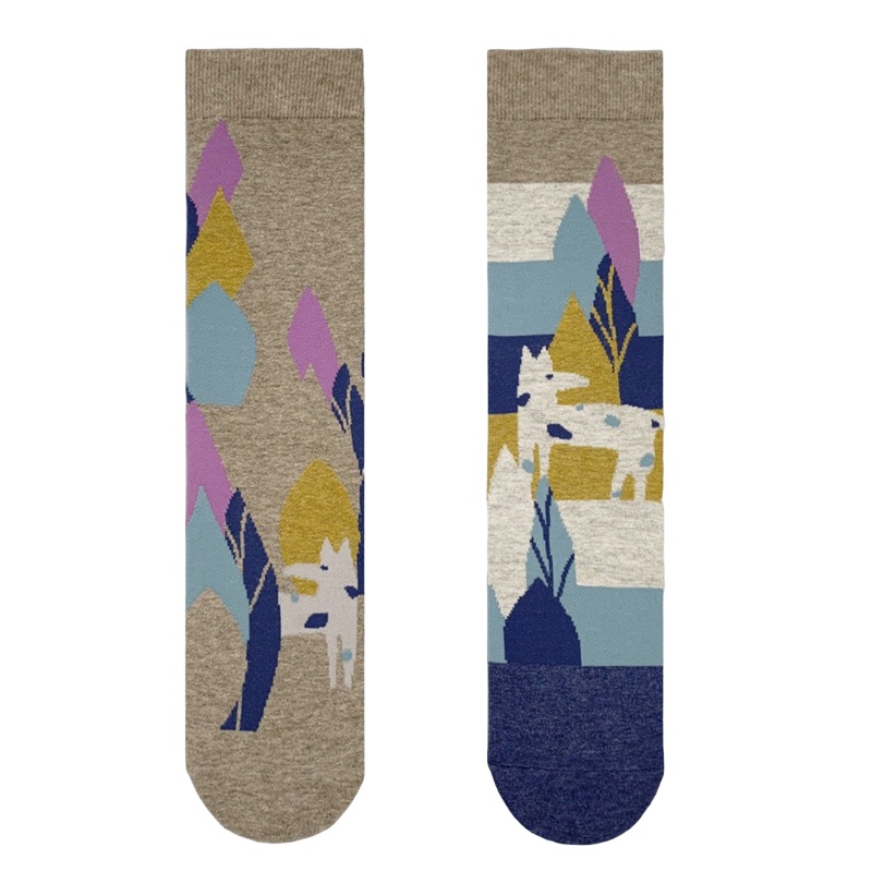 Vớ bất đối xứng đơn giản phong cách Nhật Bản thời trang thu đông sáng tạo cho cặp đôi