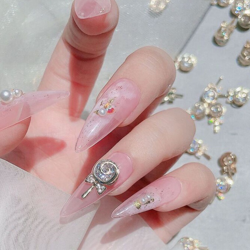 Phụ Kiện Đá Đính Trang Trí Móng Tay Hình Kẹo Mút Xinh Xắn