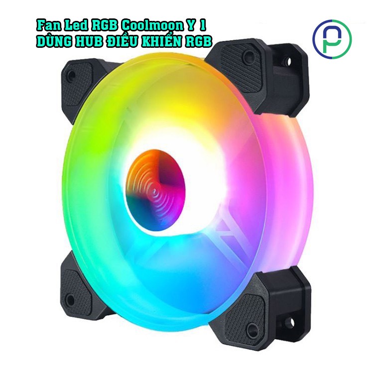 Quạt tản nhiệt fan led rgb coolmoon y1 k2 m1 ver 2 có hub điều khiển phụ kiện trang trí máy tính tự động đổi màu