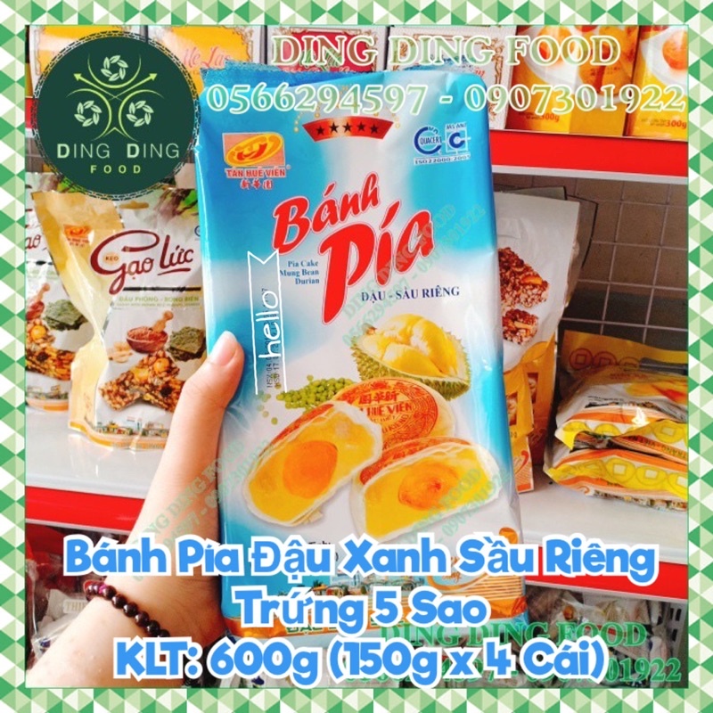 Bánh Pía Đậu Xanh Sầu Riêng Trứng 5 Sao 600g [ 4 BÁNH ] Tân Huê Viên| Bánh Pía Tân Huê Viên| Ăn Vặt - DING DING FOOD