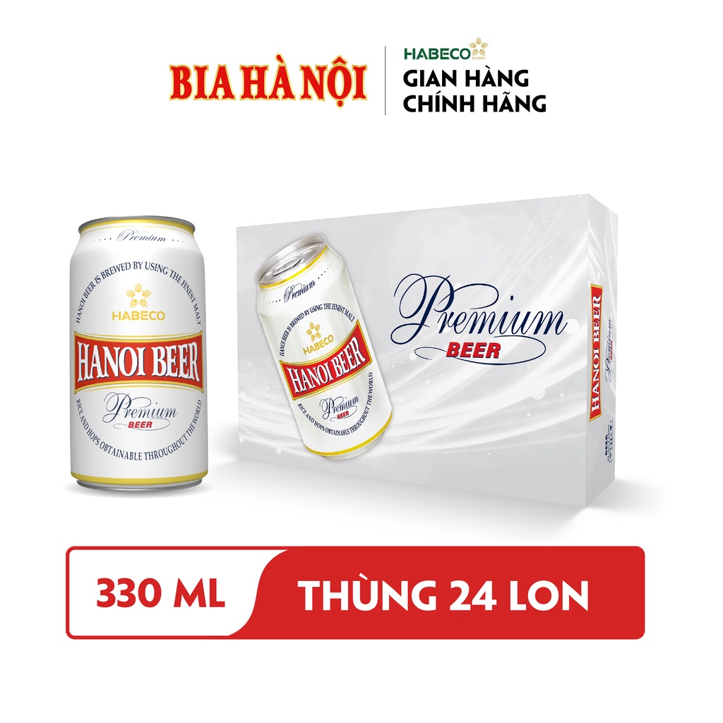 HỎA TỐC HÀ NỘI - Thùng 24 lon Hanoi Premium Beer - HABECO (330ml/lon)