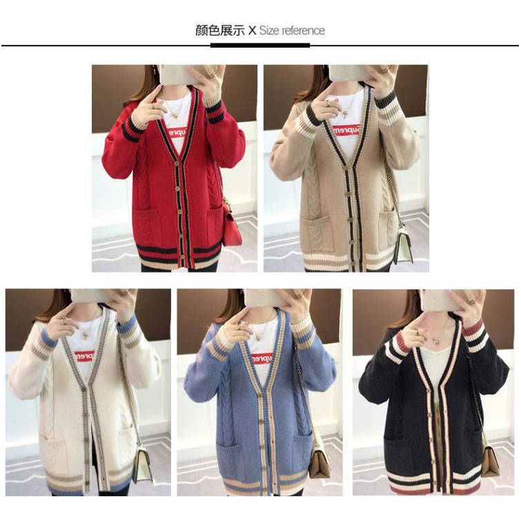 Áo Khoác Cardigan Cổ Chữ V Phối Túi Dáng Rộng Mặc Thoải Mái | BigBuy360 - bigbuy360.vn