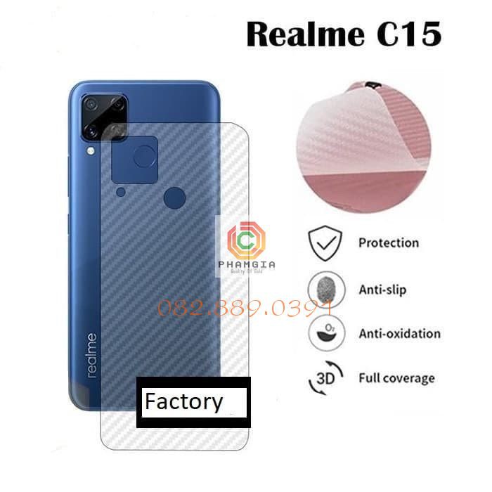 Miếng dán mặt lưng skin carbon Realme C15 / Realme C25