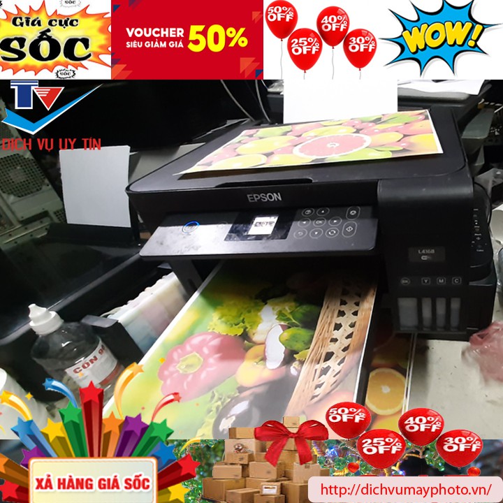 Máy in phun màu cũ đa năng Epson L4160 L4168 có in đảo 2 mặt tự động máy có dẫn mực ngoài hãng thiết kế bền đẹp