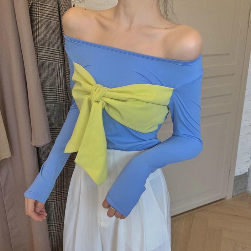 Áo thun tay dài dáng ôm thời trang phong cách Hàn Quốc dành cho nữ