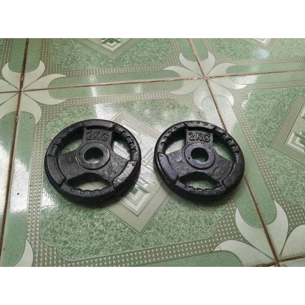 2 viên Tạ bánh 2kg gang đúc lỗ nhỏ