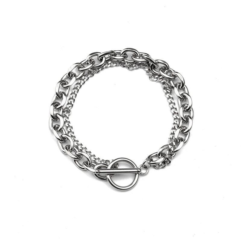 Lắc tay titan khóa gạch tròn không đen không rỉ