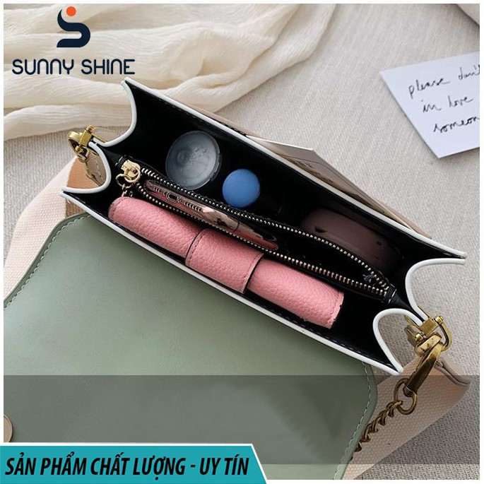 Túi đeo chéo nữ màu vintage phong cách Hàn Quốc, size 19,5, da PU cao cấp T185 | BigBuy360 - bigbuy360.vn
