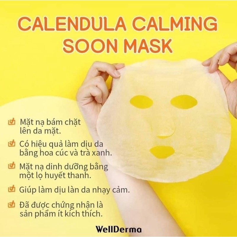 Mặt nạ hoa cúc phục hồi da Wellderma Calendula [Lẻ miếng]