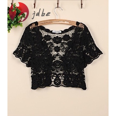 Áo Khoác Cardigan Ren Xuyên Thấu Ngắn Tay Thời Trang Mùa Hè Dành Cho Nữ 2022