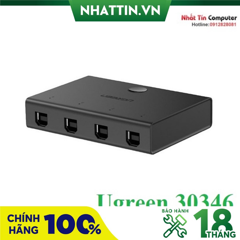 Bộ chia sẻ tín hiệu USB cho 4 máy tính PC, laptop, Macbook chính hãng Ugreen 30346 cao cấp