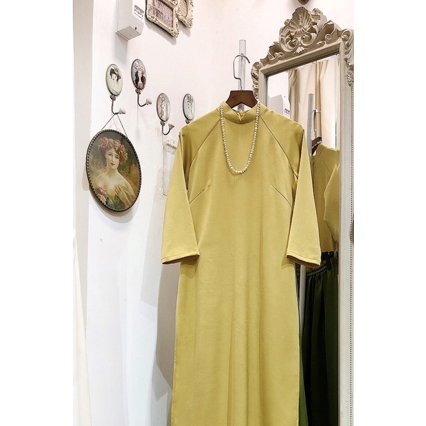 Set Áo dài Rosemary Lụa Tây Thi Vàng Cải Chua