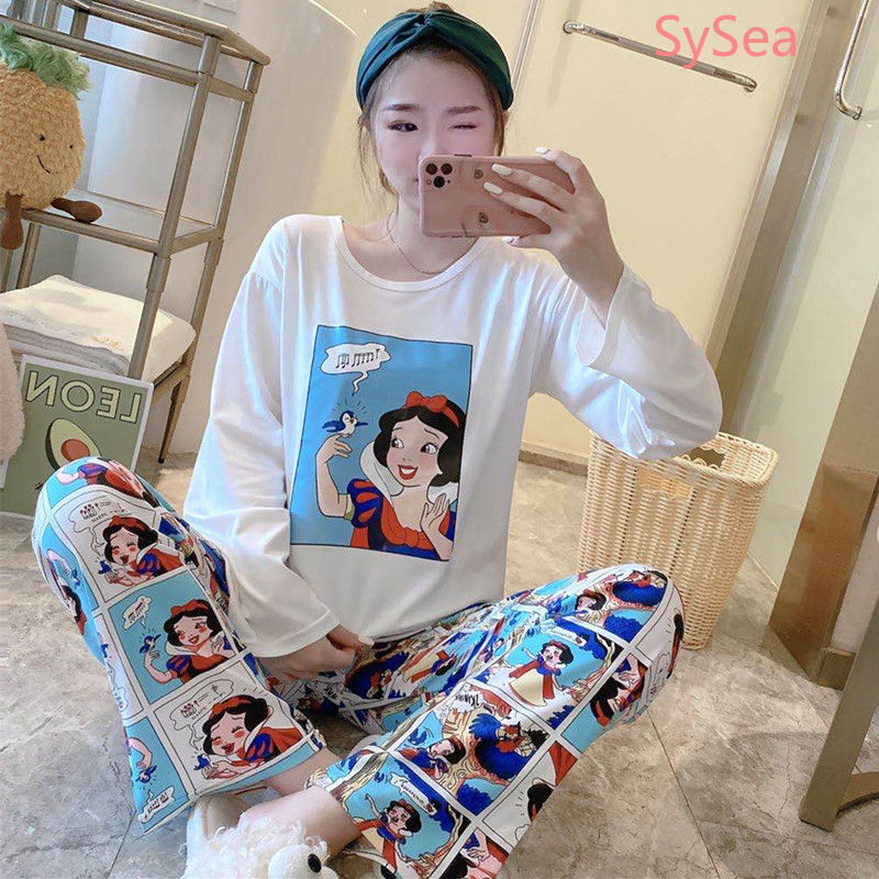 Bộ Đồ Ngủ Tay Dài Dáng Rộng Đáng Yêu Dành Cho Nữ