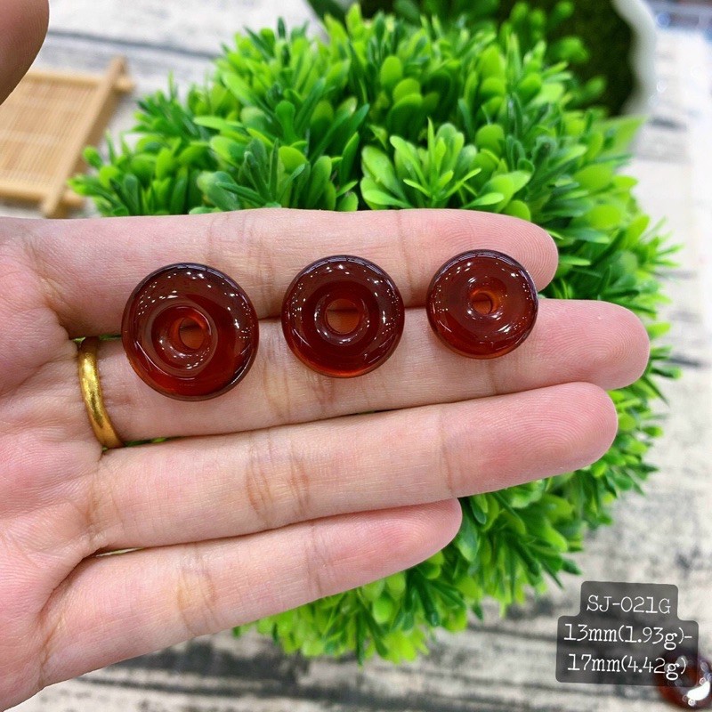 Mặt Đá Đồng Điếu Đỏ Garnet Đẹp Mê Ly Size 13mm-17mm