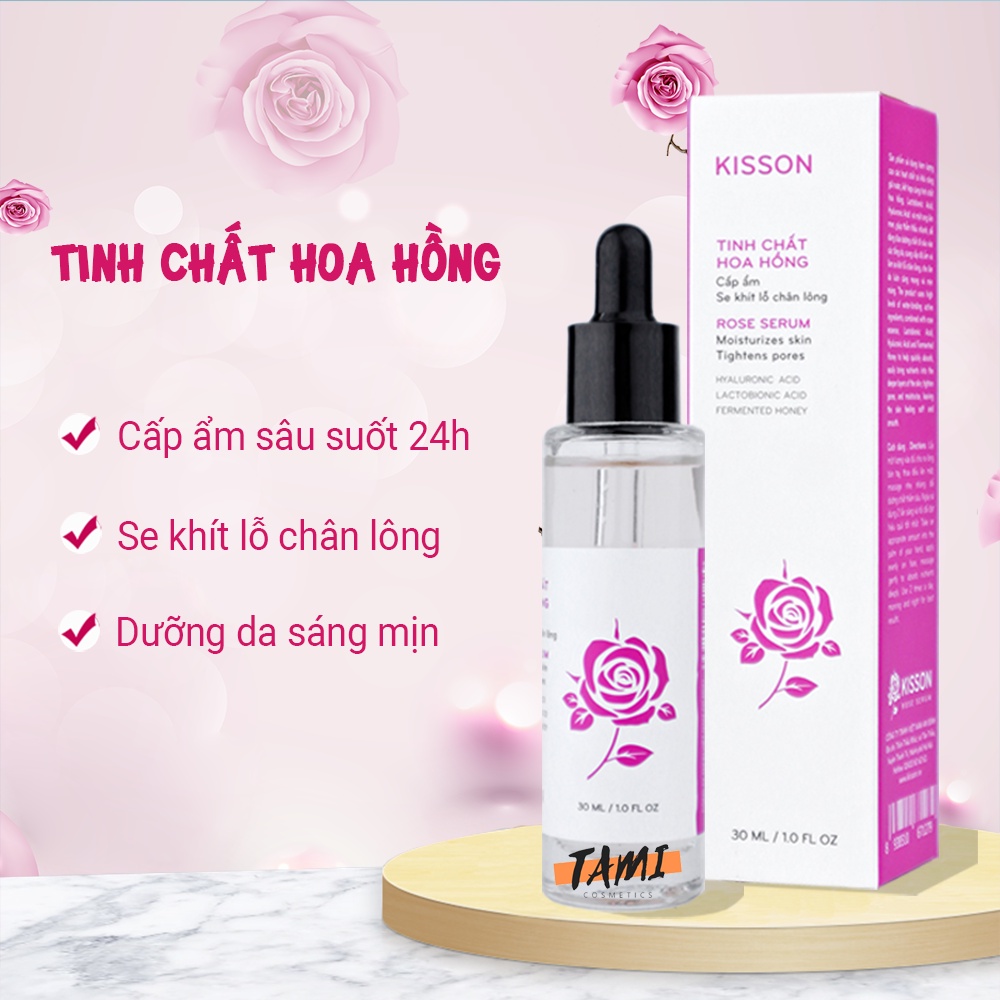 Tinh chất hoa hồng KISS ON cấp ẩm, thu nhỏ lỗ chân lông, da sáng đều màu, phục hồi hư tổn Kisson 30ml TM-KI-TC01