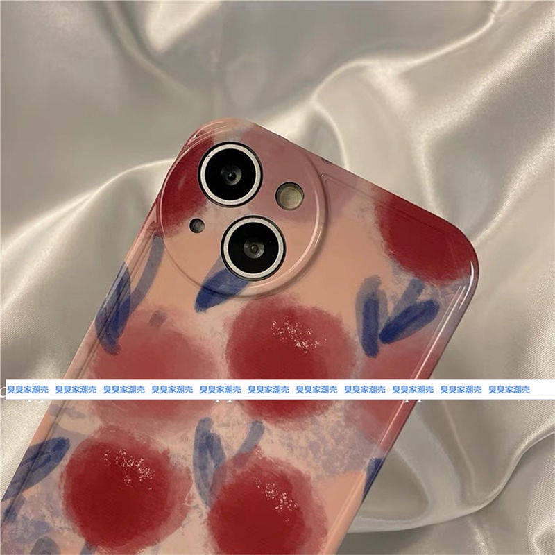Retro Wine Red Flower 13Promax Phone Case Iphone12 for Apple 11 Soft XS Max All-Inclusive 14 OoiW