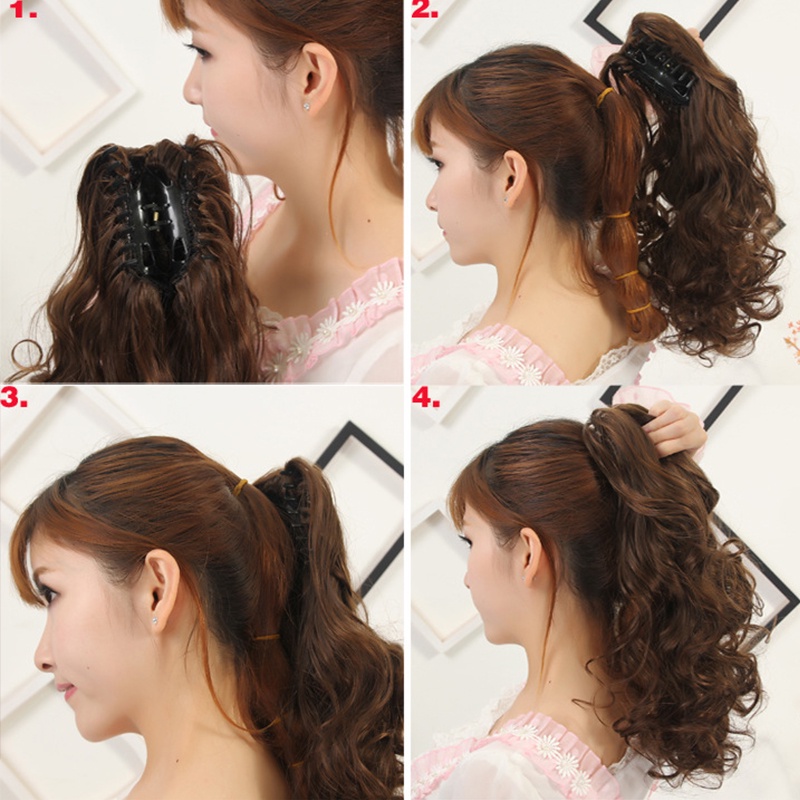 Tóc Giả Đuôi Ngựa 14 Inch Kiểu Xoăn Đen Nâu Tự Nhiên Cho Nữ