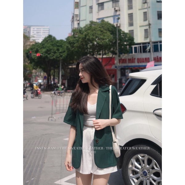 Áo khoác blazer nữ CỘC TAY/DÀI TAY form rộng chất dày dặn the.sweaterweather TSW (Ảnh thật) | BigBuy360 - bigbuy360.vn