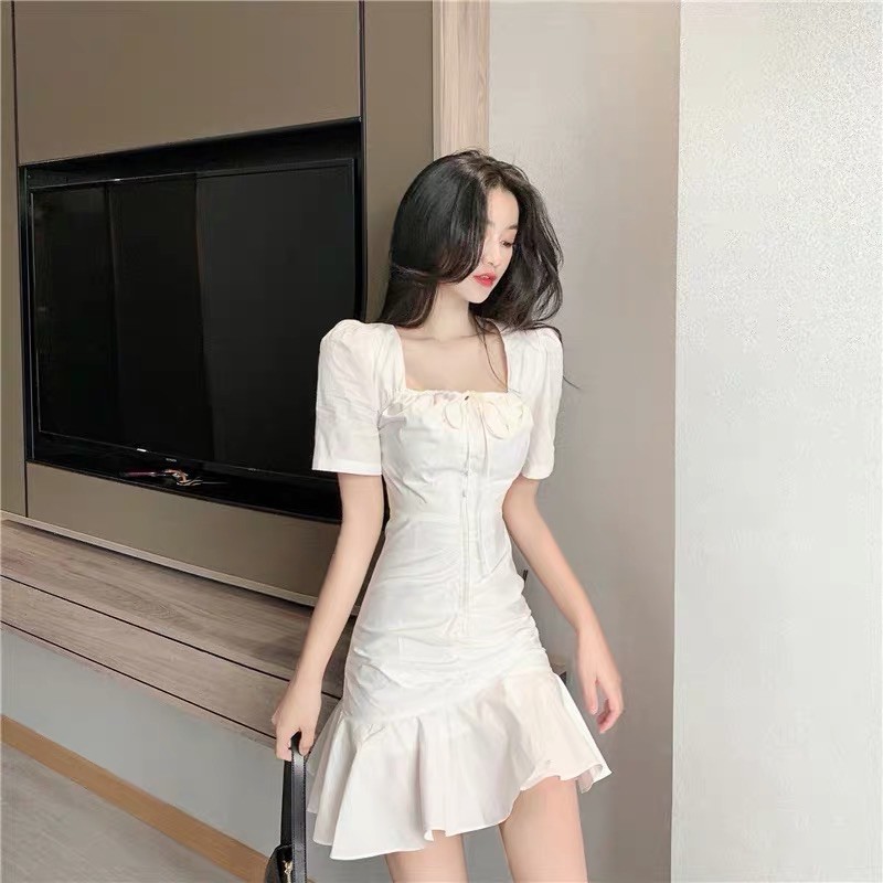 váy trắng nữ đuôi cá ngắn tay siu sang chảnh ( order quảng châu ) | BigBuy360 - bigbuy360.vn