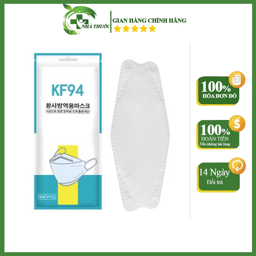 Khẩu Trang Hàn Quốc KF94 Chống Bụi Mịn hàng nội địa - Gói 10 Cái