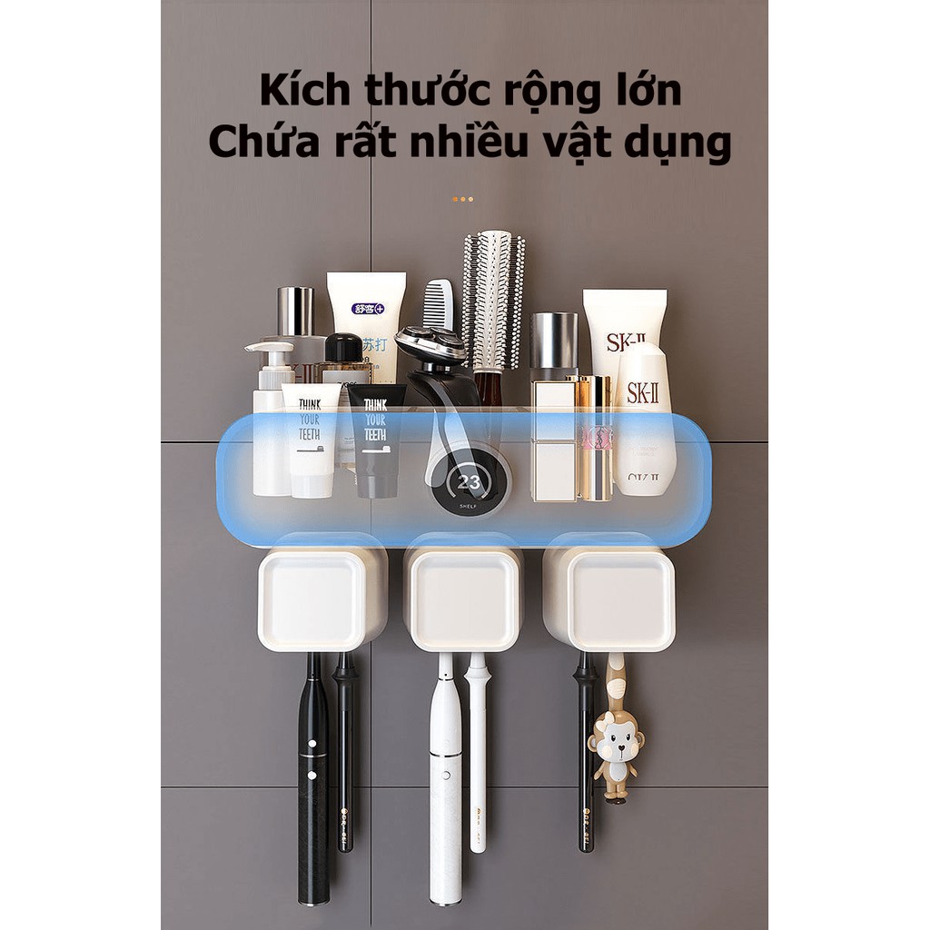 Kệ nhà tắm đựng vật dụng chống nước tiện lợi không cần khoan tường