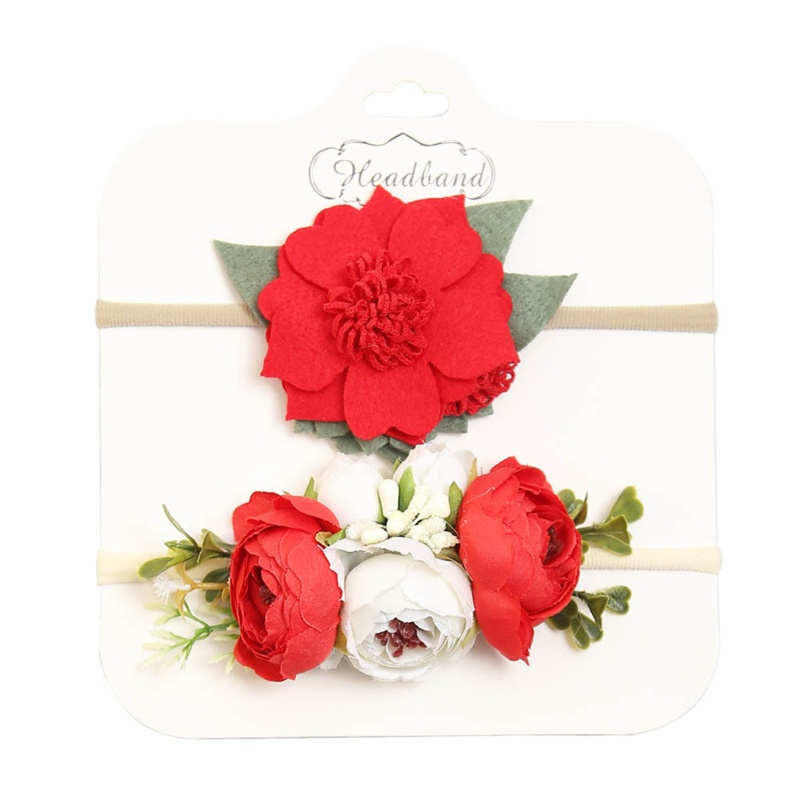 Set 2 Băng Đô Đội Đầu Bằng Nylon Co Giãn Gắn Hoa Giả Cho Bé Gái