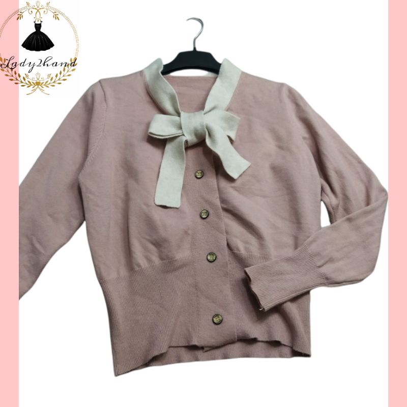 ÁO KHOÁC CARDIGAN LEN NƠ BUỘC CỔ(2HAND)