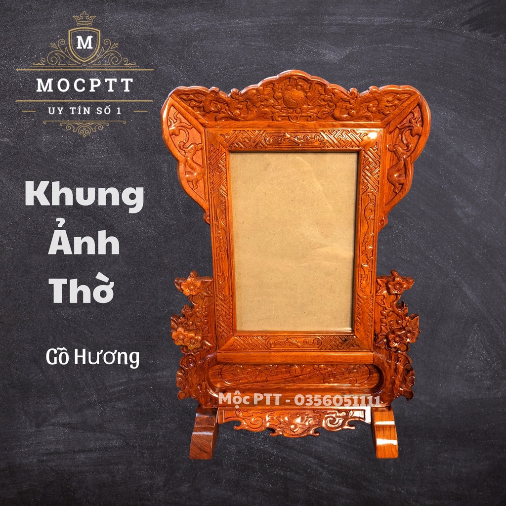 Khung Ảnh Thờ chiện Mai khung đục Gấm gỗ Hương kích thước 20 x 30 cm và 25 x 35 cm đồ dùng phòng thờ
