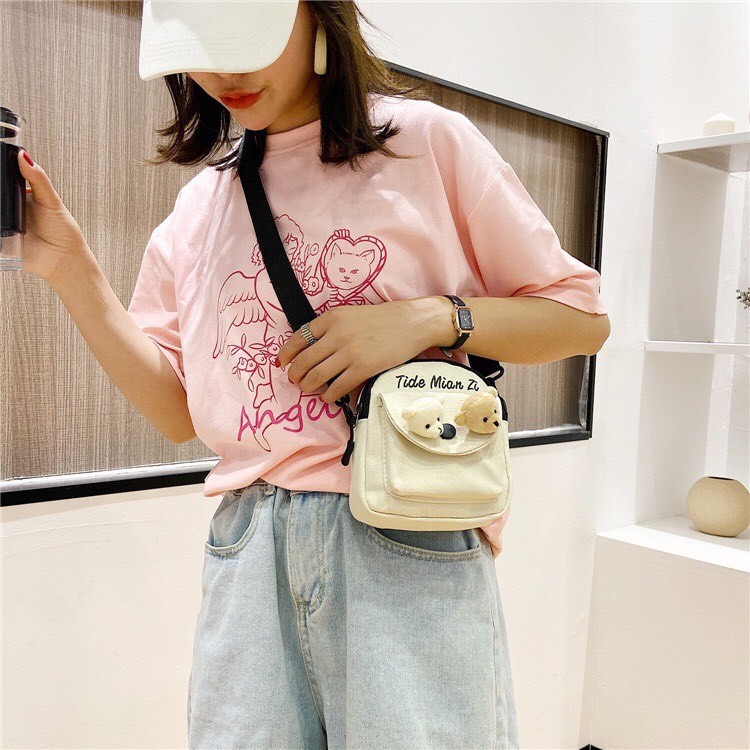 Túi đeo chéo nữ mini đựng đồ đi chơi Tide Mian Zi phong cách Hàn Quốc