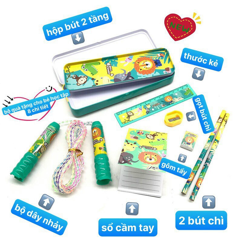 Bộ quà tặng học tập 8 chi tiết cho bé yêu(loại to có dây nhảy)