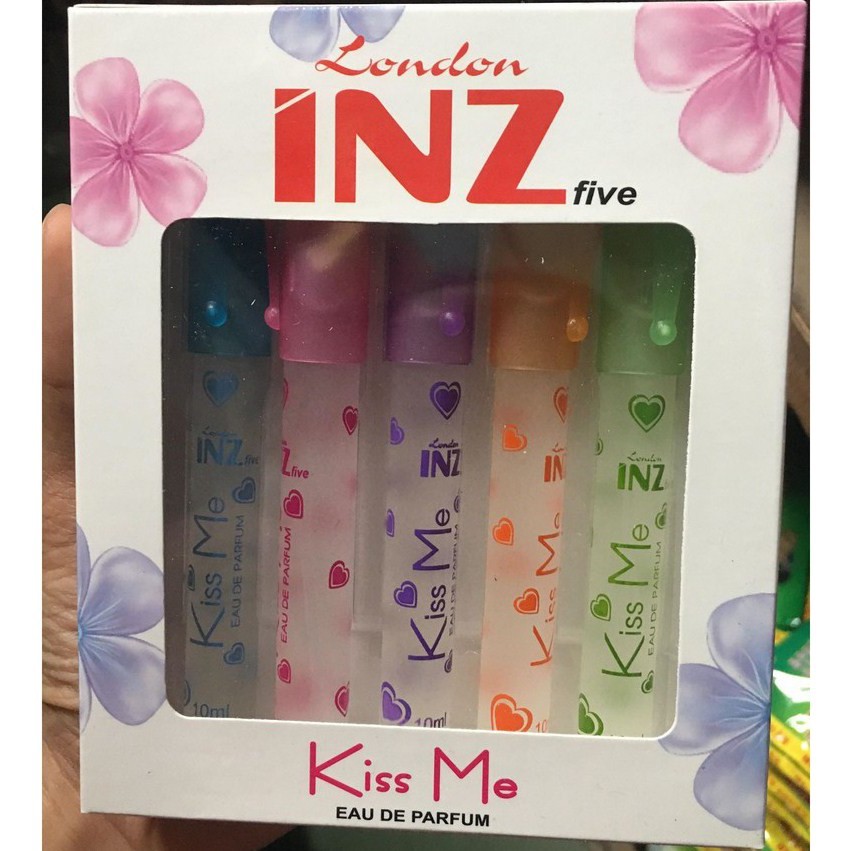 Combo hộp 5 cây nước hoa Inz Kiss Me hình cây viết chính hãng 8ml