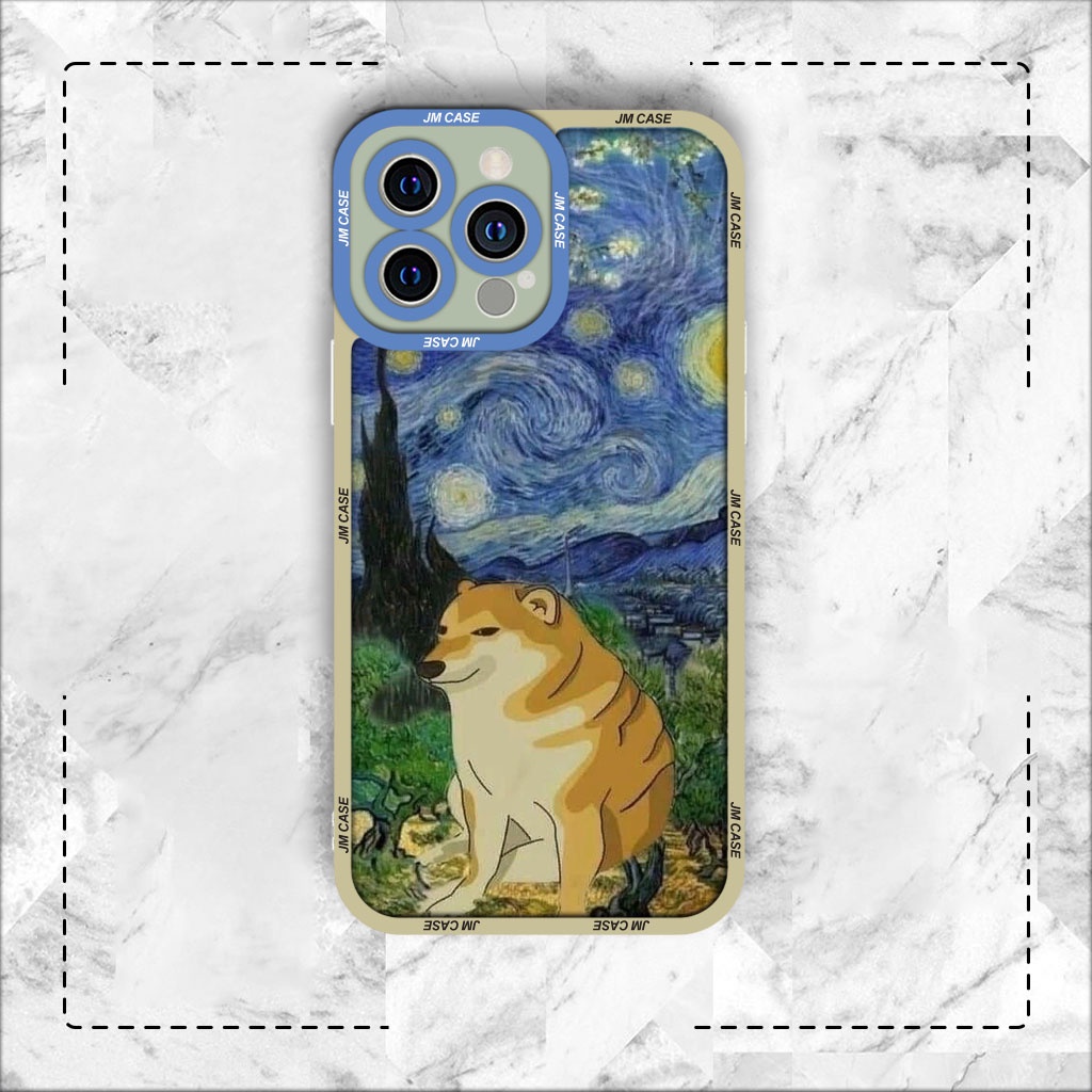 Ốp lưng iphone cạnh vuông JMCase Cheems Van Gogh Art 6plus/6s/6splus/7/7plus/8/8plus/x/xs/11/12/pro/max/plus/promax