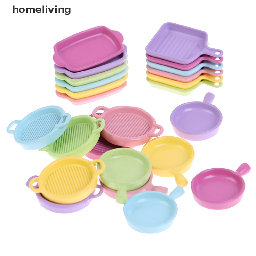 Set 4 Đĩa Kim Loại Mini Tỉ Lệ 1 / 12 Dùng Để Trang Trí Nhà Búp Bê