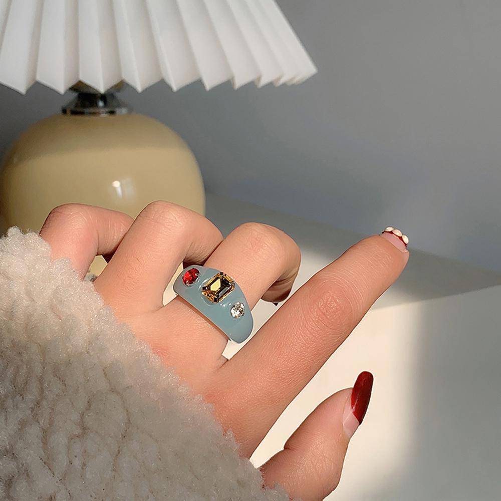 Nhẫn Thời Trang Thanh Lịch Cho Nữ SOMEDAYZL|Khuyên Tai Acrylic Kiểu Hình Học Độc Đáo Cho Bé Gái