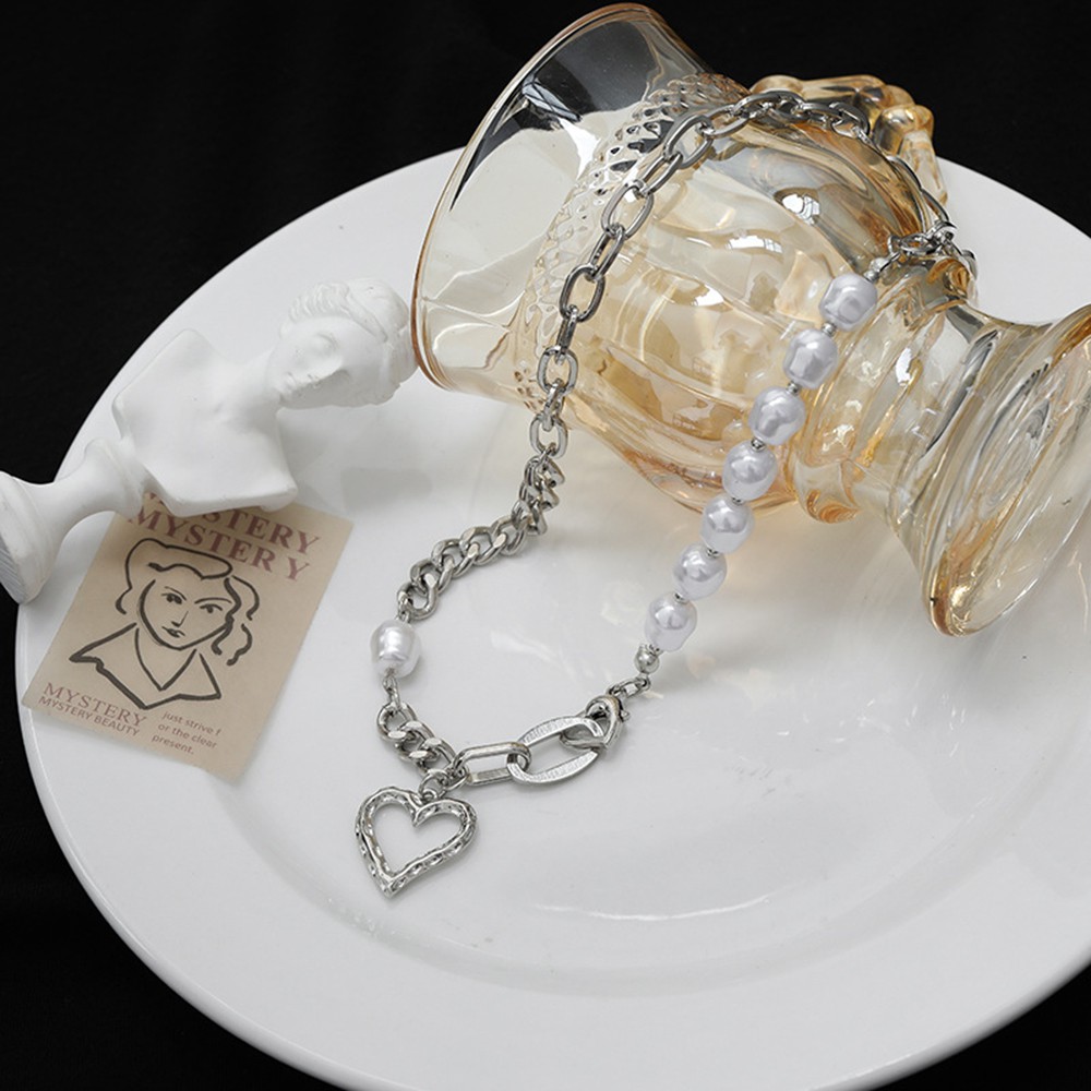 Vòng cổ Vòng Tay Chuỗi Hạt Ngọc Trai Tự Nhiên Mặt Hình Trái Tim Sang Trọng Cho Nữ