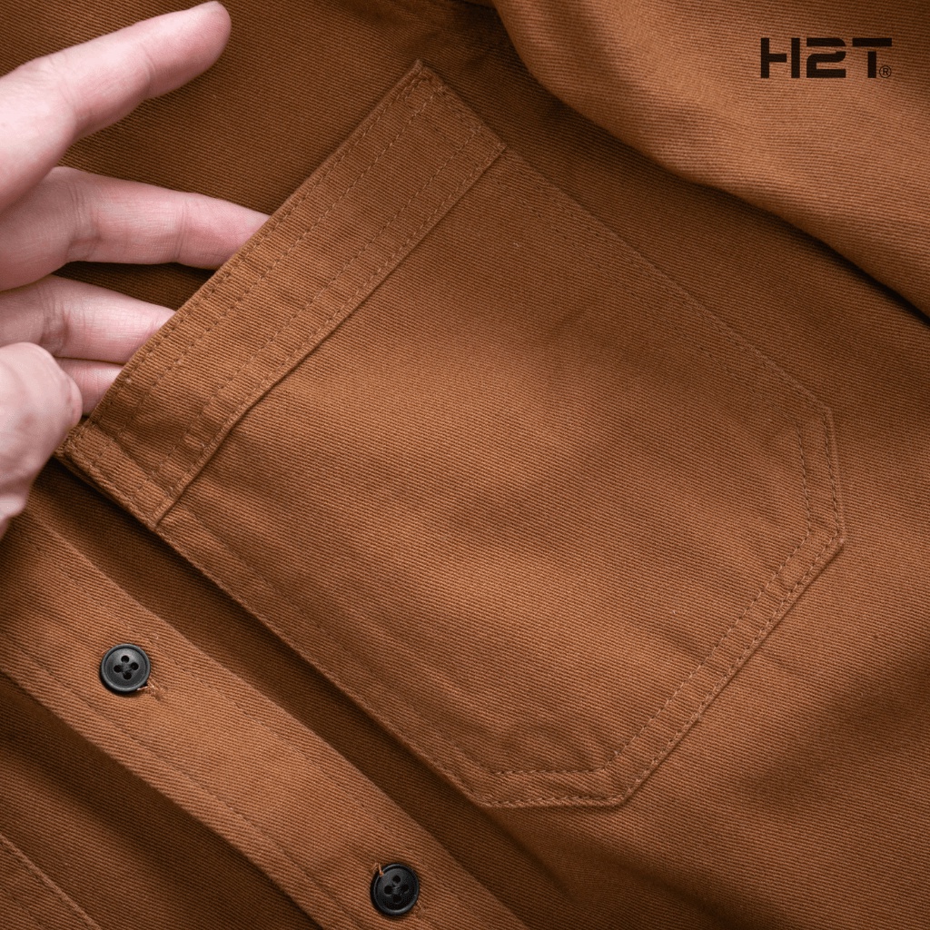 Áo Sơ Mi Nam Kaki  H2T Simwood Denim, Dáng rộng phong cách hàn quốc, 2 Túi bản to Ngực 2 Bên 1479